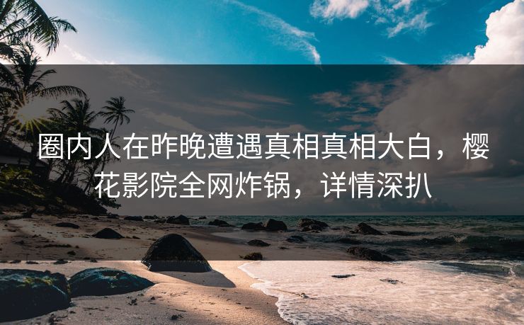 圈内人在昨晚遭遇真相真相大白，樱花影院全网炸锅，详情深扒