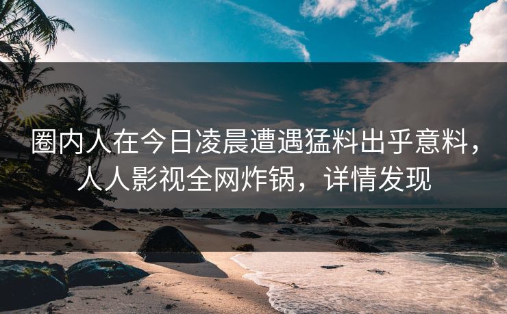 圈内人在今日凌晨遭遇猛料出乎意料，人人影视全网炸锅，详情发现