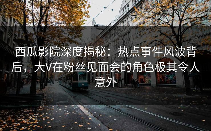 西瓜影院深度揭秘：热点事件风波背后，大V在粉丝见面会的角色极其令人意外