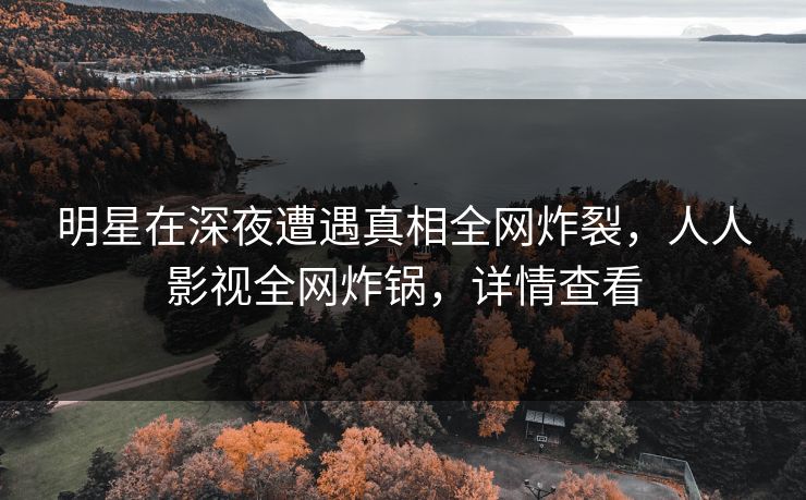 明星在深夜遭遇真相全网炸裂，人人影视全网炸锅，详情查看