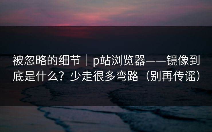 被忽略的细节｜p站浏览器——镜像到底是什么？少走很多弯路（别再传谣）