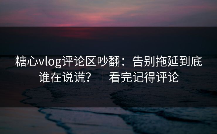 糖心vlog评论区吵翻：告别拖延到底谁在说谎？｜看完记得评论