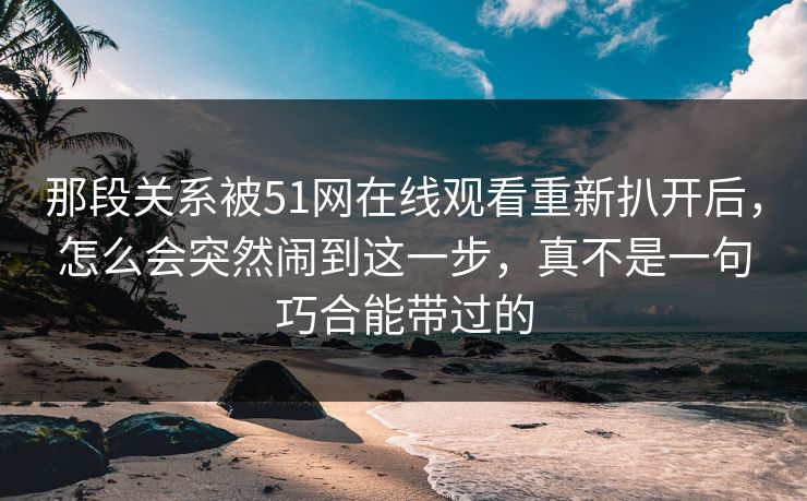 那段关系被51网在线观看重新扒开后，怎么会突然闹到这一步，真不是一句巧合能带过的